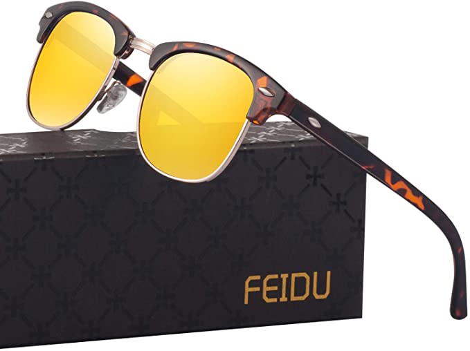 Original Brand New FEIDU 100%UV Pro Polarized Clubmaster Sunglasses [Yellow]