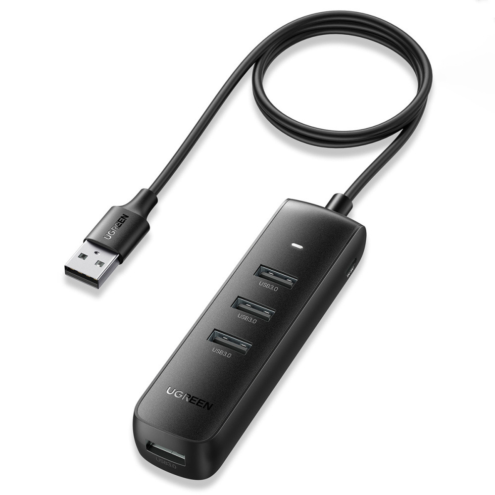 Ugreen HUB 4in1 USB - 4x USB Type A 3.0 PD DC 12V 1m black 80657