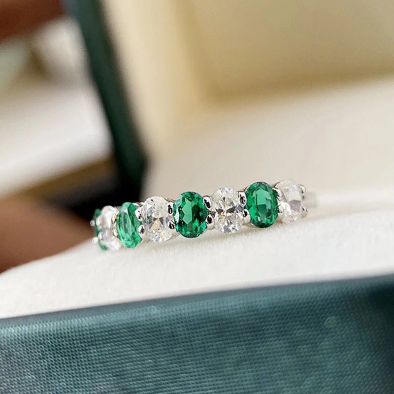 Trendy White & Green Zirconia Finger Ring for Women Party