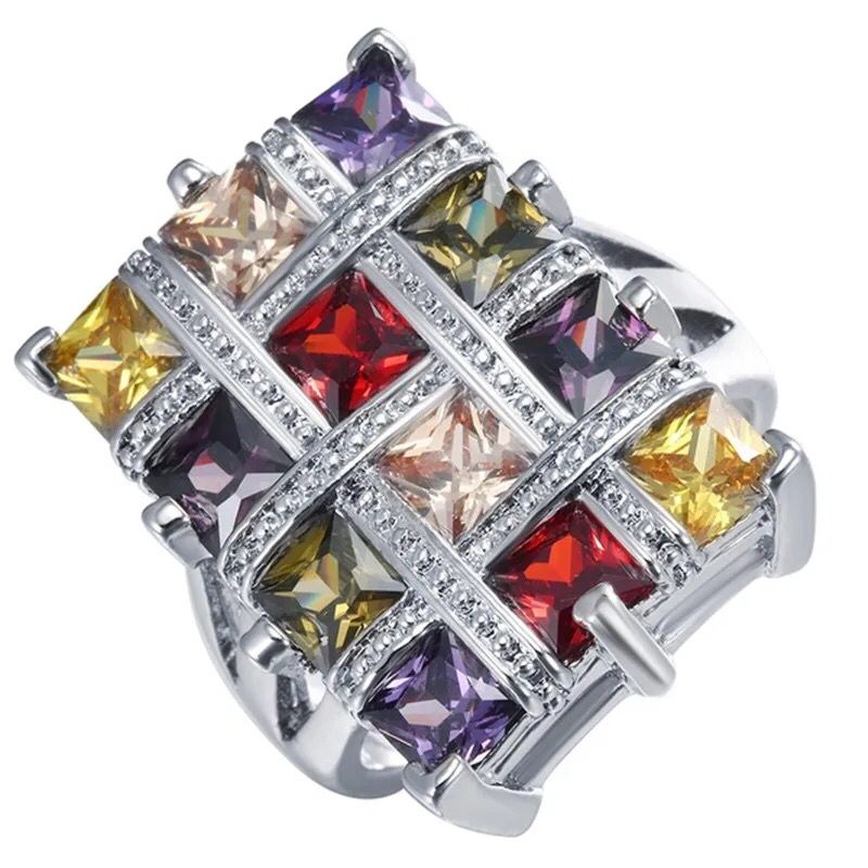 Fashion Jewelry Colorful Zircon Female Ring Party Accessories Jewelry Gift