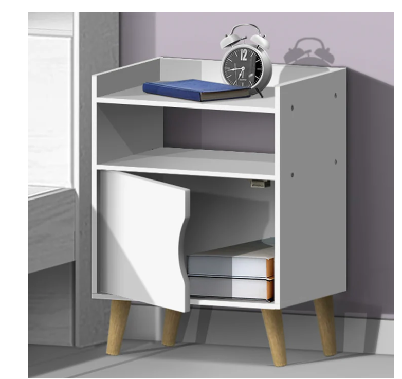 Bedside Table | SKU: 47484 | WITH 1 DOOR | Brand: UBL | Color: WHITE