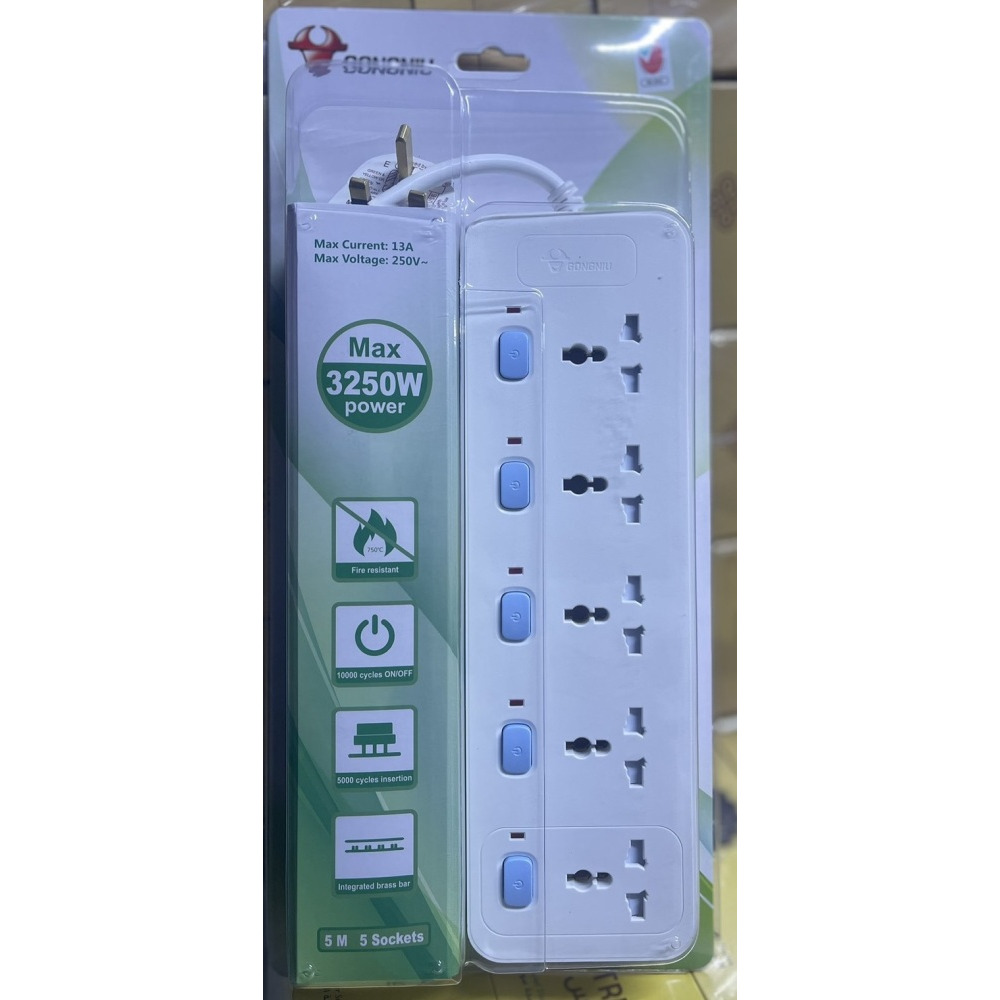 GONGNIU 5 WAY EXTENSION SOCKET 5MTR D3050/New Brand/Free Delivery/Viber-9485167