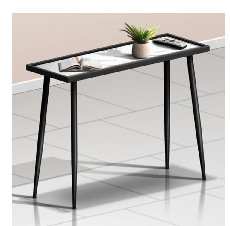 Side Table | SKU: 57105 | PARTICLE BOARD + METAL | Color: WHITE/BLACK