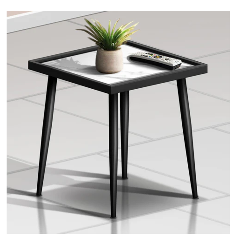 Side Table | SKU: 57106 | PARTICLE BOARD + METAL | Color: WHITE/BLACK