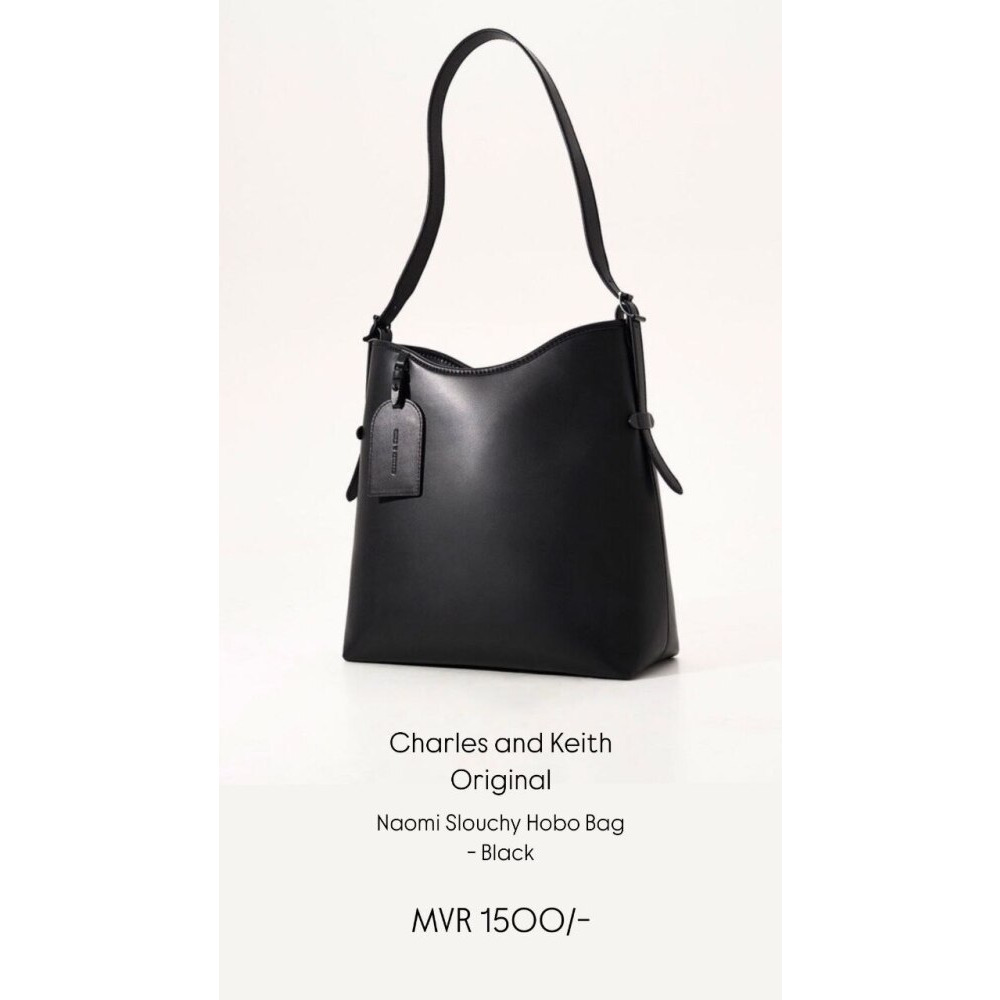 Naomi Slouchy Hobo Bag (Black) - Charles and Keith