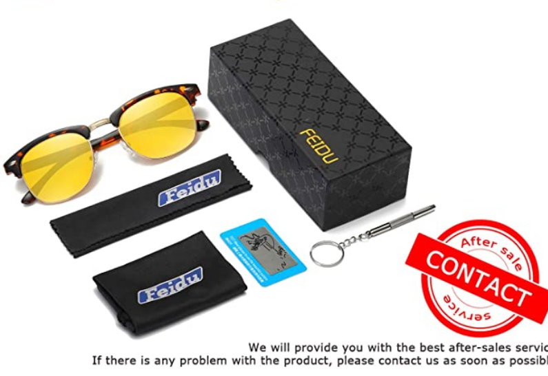 Original Brand New FEIDU 100%UV Pro Polarized Clubmaster Sunglasses [Yellow]
