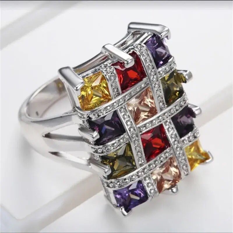 Fashion Jewelry Colorful Zircon Female Ring Party Accessories Jewelry Gift