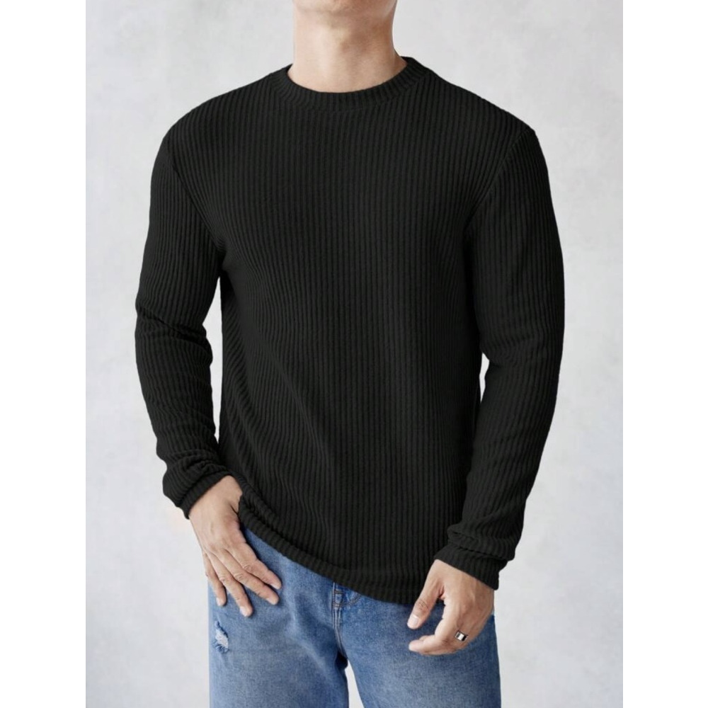 Men Solid Ribbed Tshirt