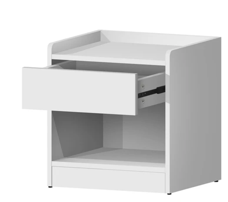 Bedside Table | SKU: 53519 | WITH 1 DRAWER | Brand: BNF | Color: WHITE