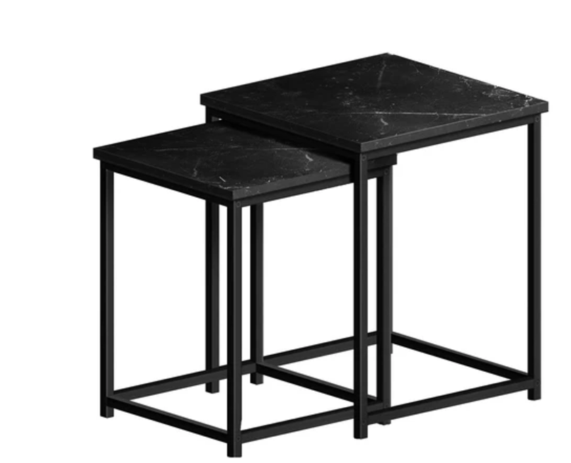 Side Table (2 PCs) | SKU: 57107 | PARTICLE BOARD + METAL | Color: BLACK