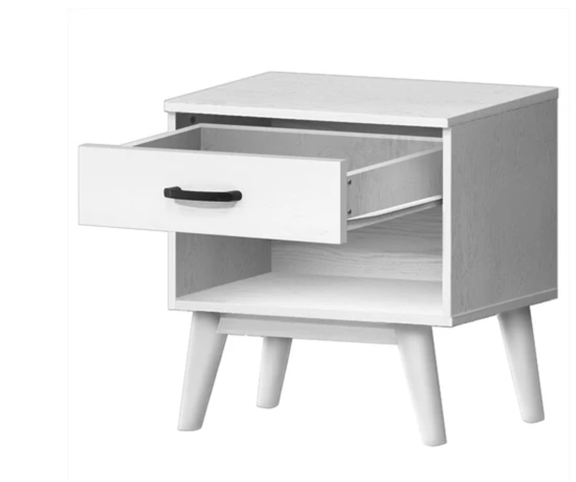 Bedside Table | SKU: 42850 | WITH 1 DRAWER | Brand: F-GOLD | Color: WHITE