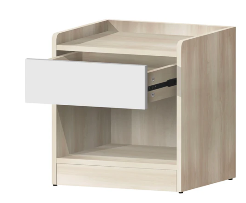 Bedside Table | SKU: 53509 | WITH 1 DRAWER | Brand: BNF | Color: WHITE/MAPLE