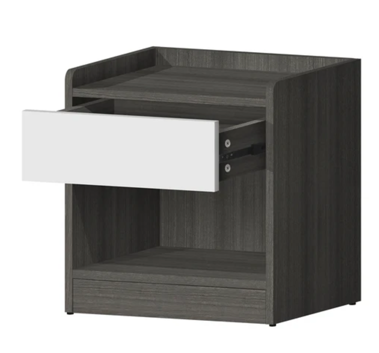 Bedside Table | SKU: 53541 | WITH 1 DRAWER | Brand: BNF | Color: WHITE/OAK