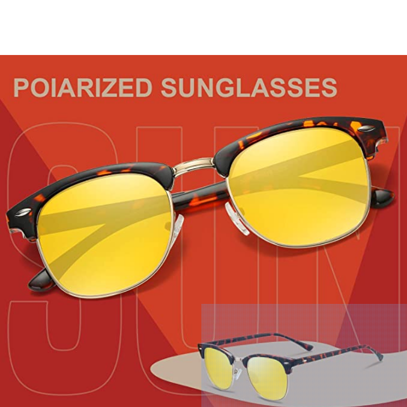 Original Brand New FEIDU 100%UV Pro Polarized Clubmaster Sunglasses [Yellow]