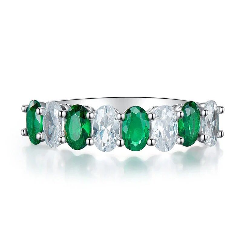 Trendy White & Green Zirconia Finger Ring for Women Party