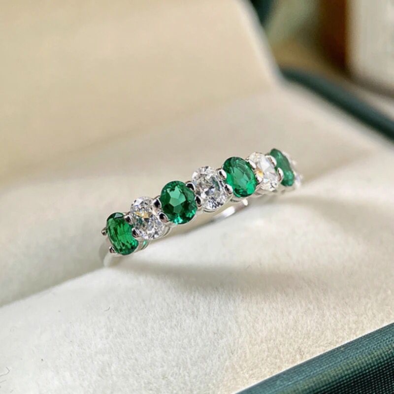 Trendy White & Green Zirconia Finger Ring for Women Party