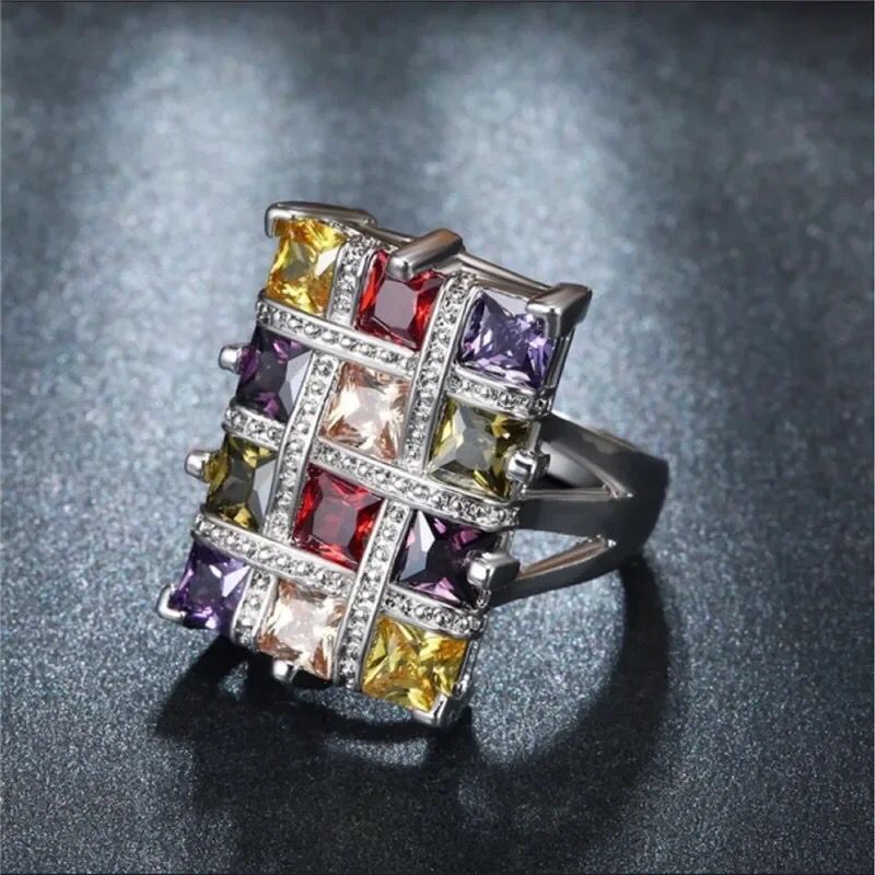 Fashion Jewelry Colorful Zircon Female Ring Party Accessories Jewelry Gift