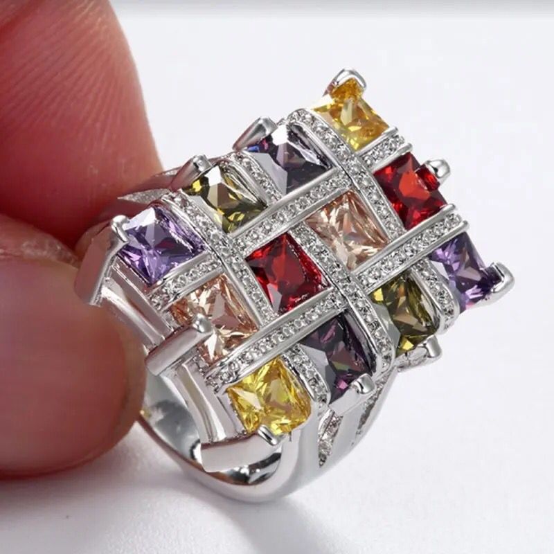 Fashion Jewelry Colorful Zircon Female Ring Party Accessories Jewelry Gift