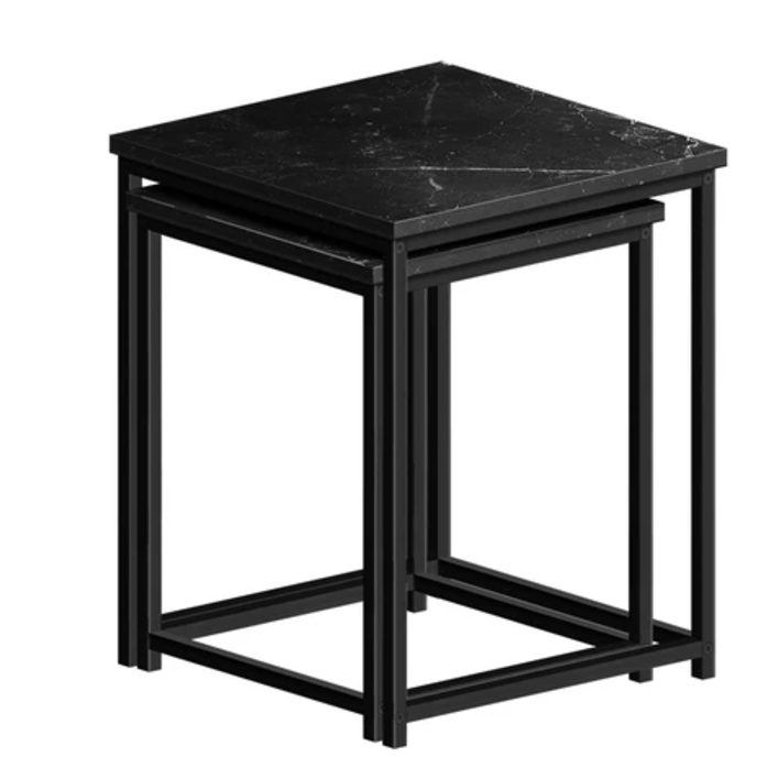 Side Table (2 PCs) | SKU: 57107 | PARTICLE BOARD + METAL | Color: BLACK