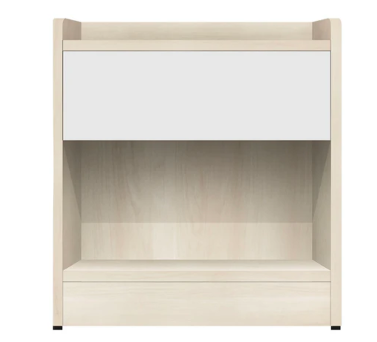 Bedside Table | SKU: 53509 | WITH 1 DRAWER | Brand: BNF | Color: WHITE/MAPLE