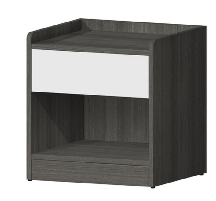 Bedside Table | SKU: 53541 | WITH 1 DRAWER | Brand: BNF | Color: WHITE/OAK