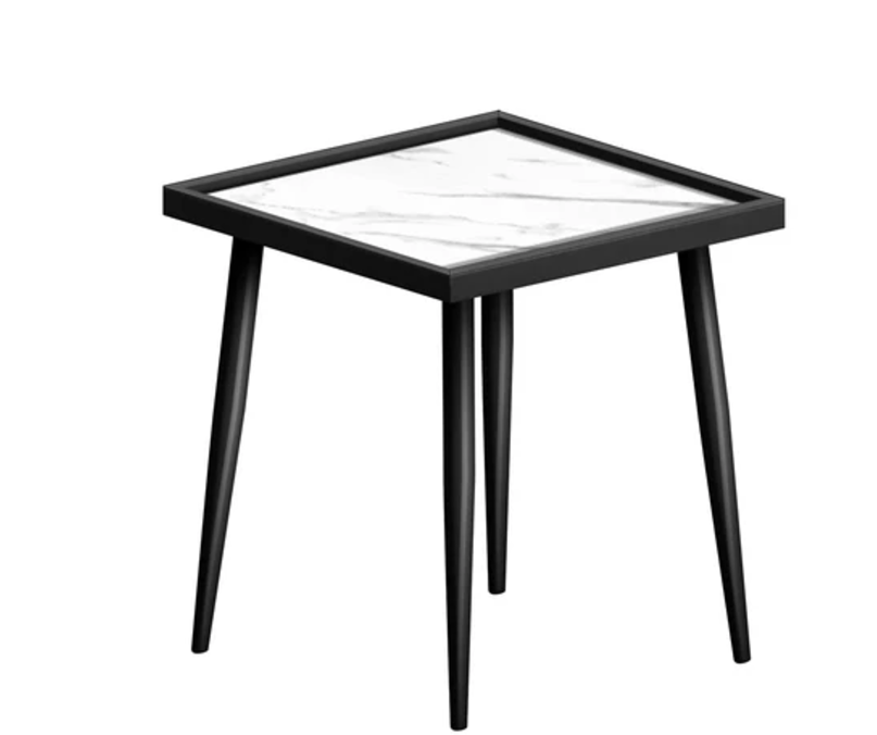 Side Table | SKU: 57106 | PARTICLE BOARD + METAL | Color: WHITE/BLACK