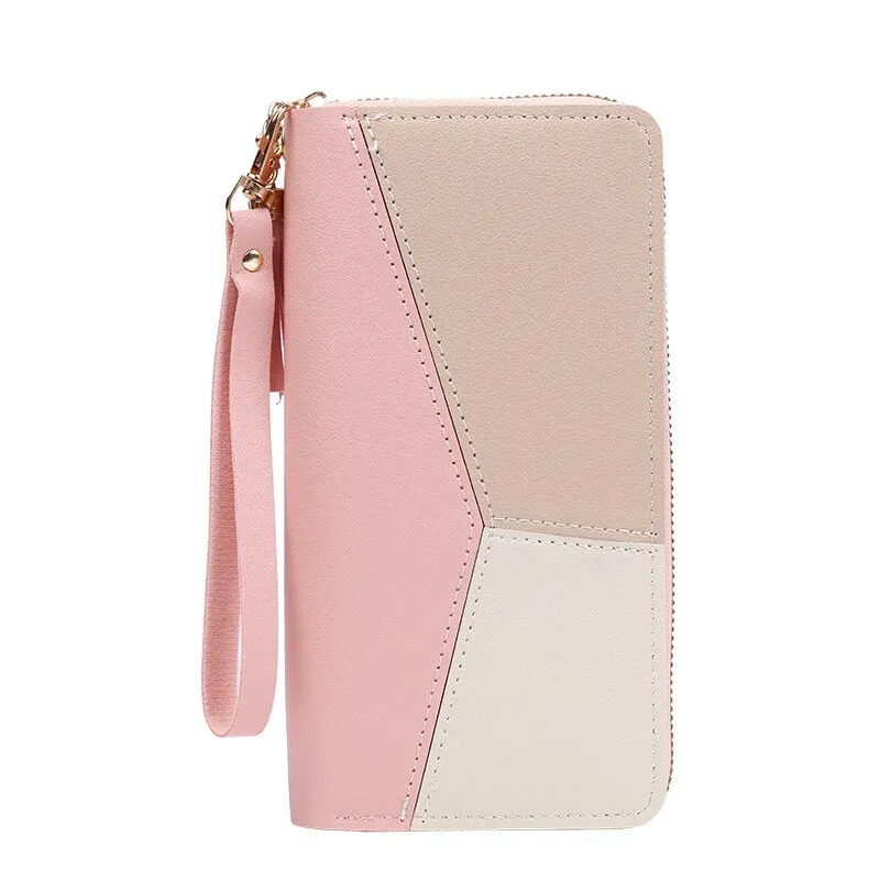 78-Fashion Zipper Wallets Womens Long Purse Handbag Card Holder PU Leather Pink