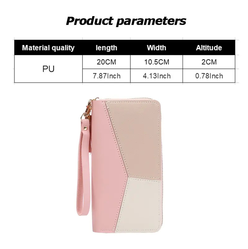 78-Fashion Zipper Wallets Womens Long Purse Handbag Card Holder PU Leather Pink